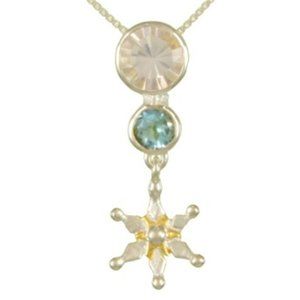 Sterling Silver and 22K Gold Vermeil Pendant with Ice Quartz and Sky Blue Topaz